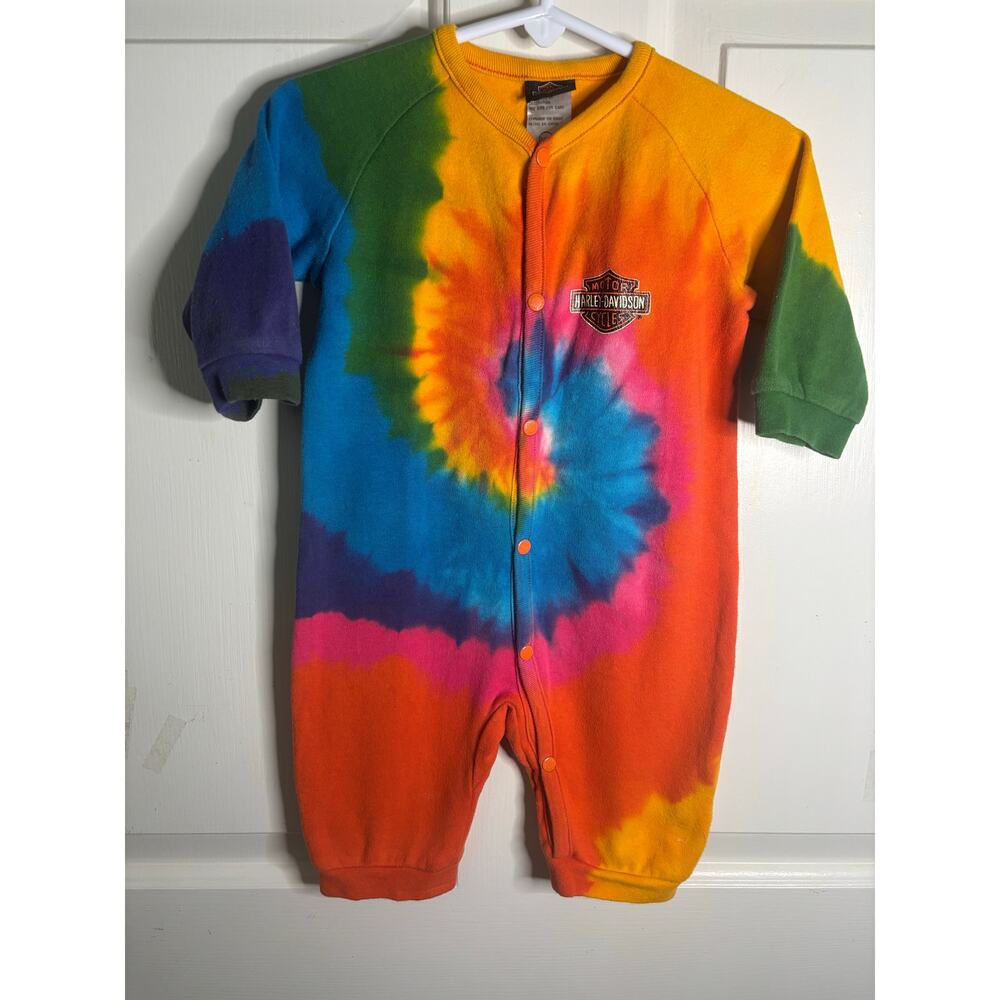 Harley Davidson Rainbow Spiral Tye-Dye Baby Coverall Long Sleeved